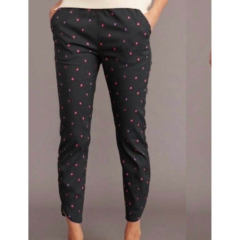 Marine Layer Card Suit Print Tapered Pants Women Medium Black Re-Spun 2832
